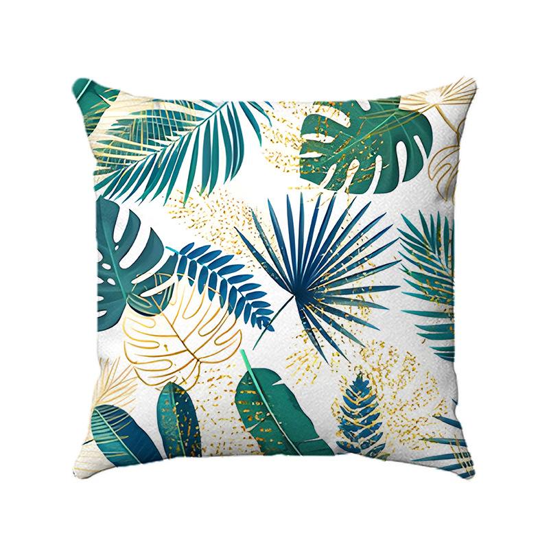 Nordic Tropical Plants Digital Printing Short Plush Pillow Covers Decorative For Car Sofa Office Cushion Cover Home Goods