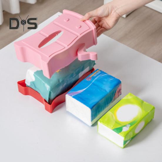 Cute Tissue Box Holder Creative Shape Vibrant Color Non-Slip Design Large Capacity Paper Holder Space-Saving Desktop Decor