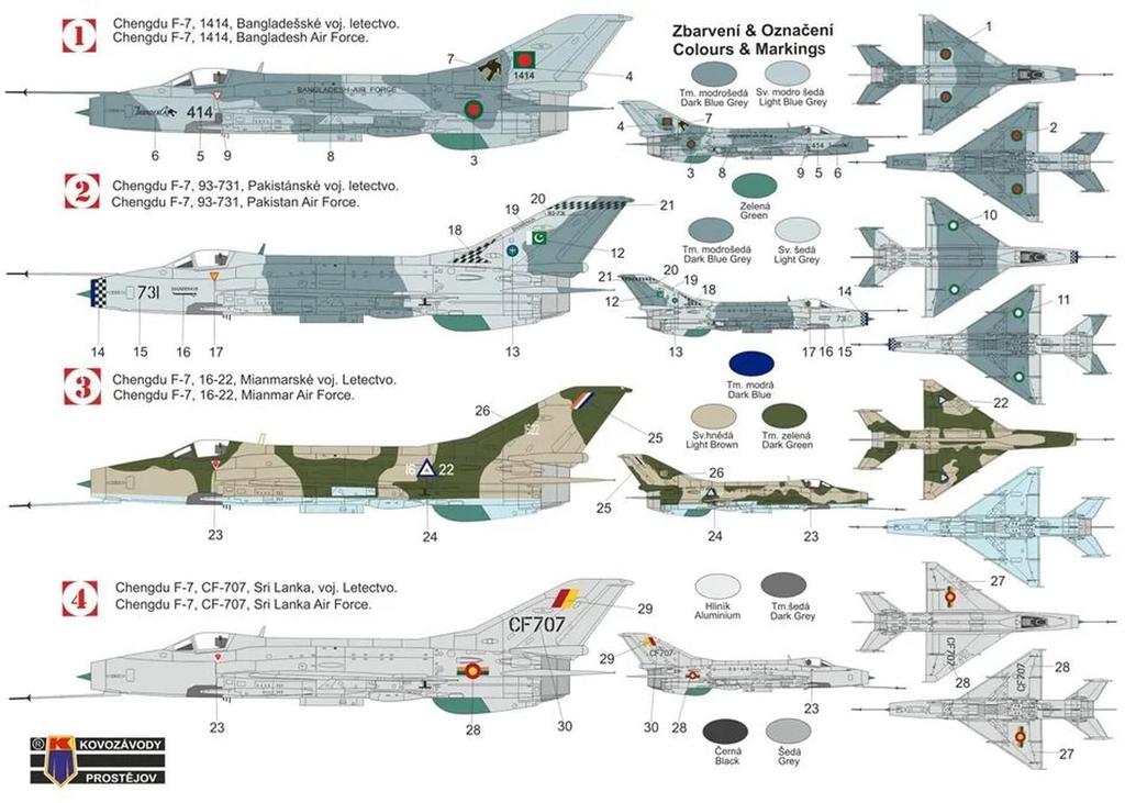 KP Model Chengdu Over Asia Plastic Model Kit KPM0505 1/72 F-7 (Airplane)