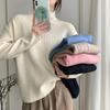 Solid-color Sweater Women's Fashion Korean-style Half Turtleneck Pullover Casual Loose Long-sleeved Knitted Sweater for Spring and Autumn