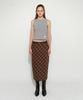 Beulaiteun Slit Check Long Skirt Brown