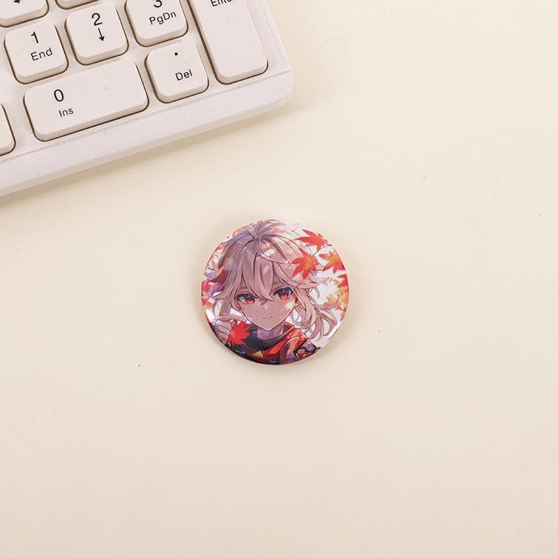 Genshin Impact Tinplate Brooch Set: Keqing, Xiao, Hu Tao, Klee, Kazuha - Cute Character Button Pendant Collection