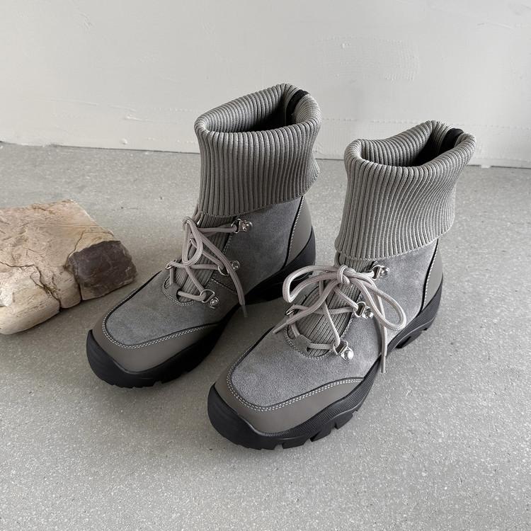 Kara Women's Shoes Small Thick-soled Heightening Sports Style Short Boots Comfortable Casual Elastic Boots Muffin Splicing Martin Boots