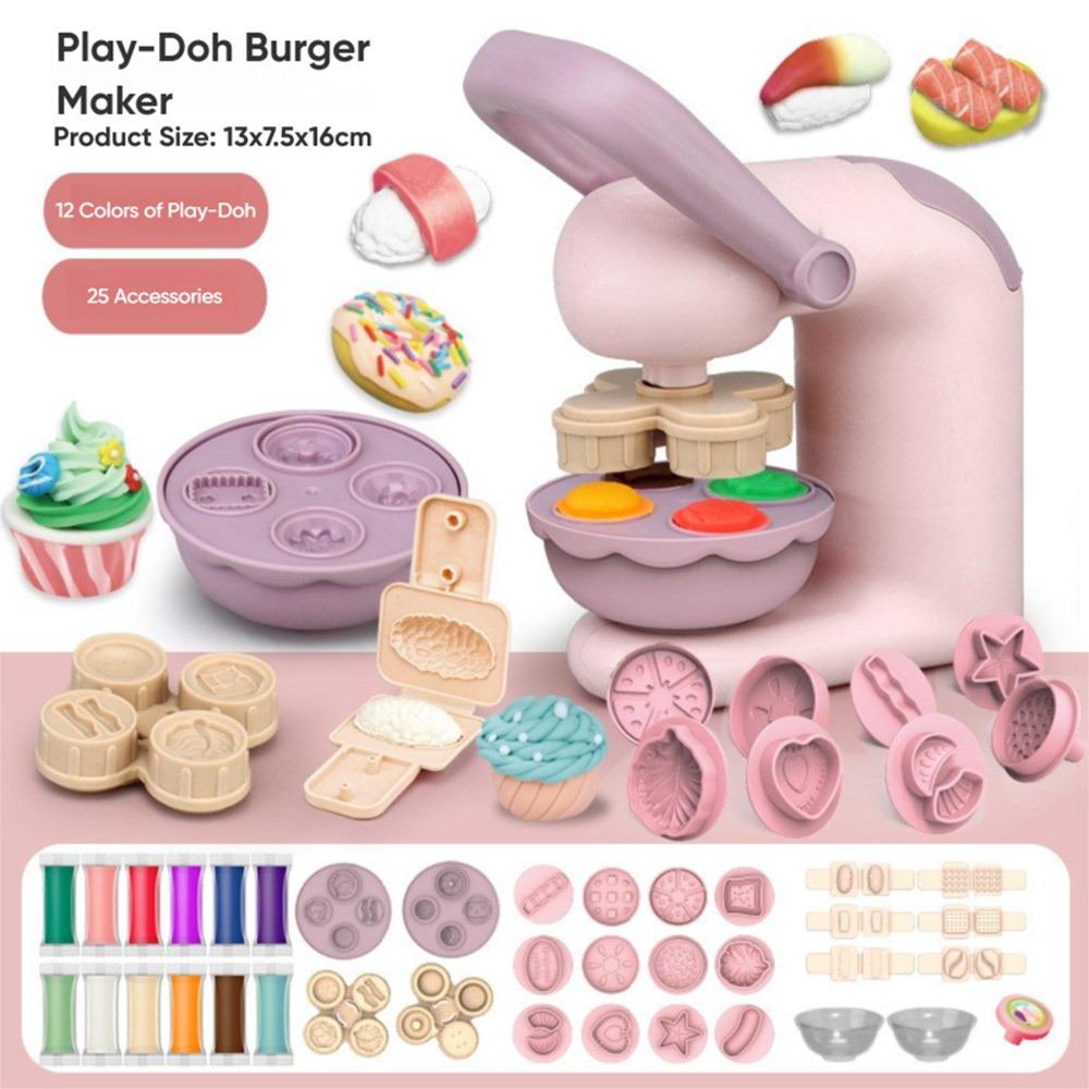 Mehrfarbige Tonformen Spielzeug Set Kunststoff DIY Zubehör Simulation Küchenspielzeug Eismaschine Nudelmaschine