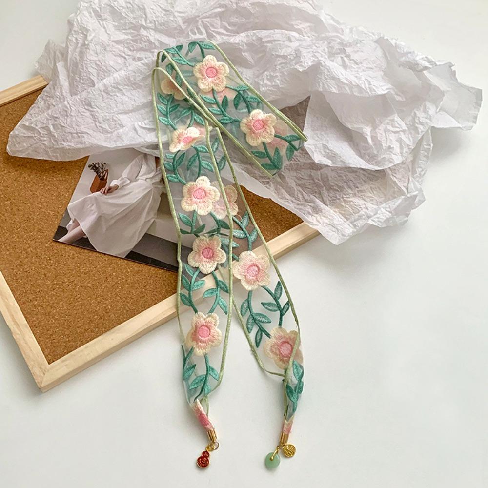 Ribbon Embroidered Lace Scarf Printed Scarf Headband Elegant Narrow Long Scarves  Multifunction