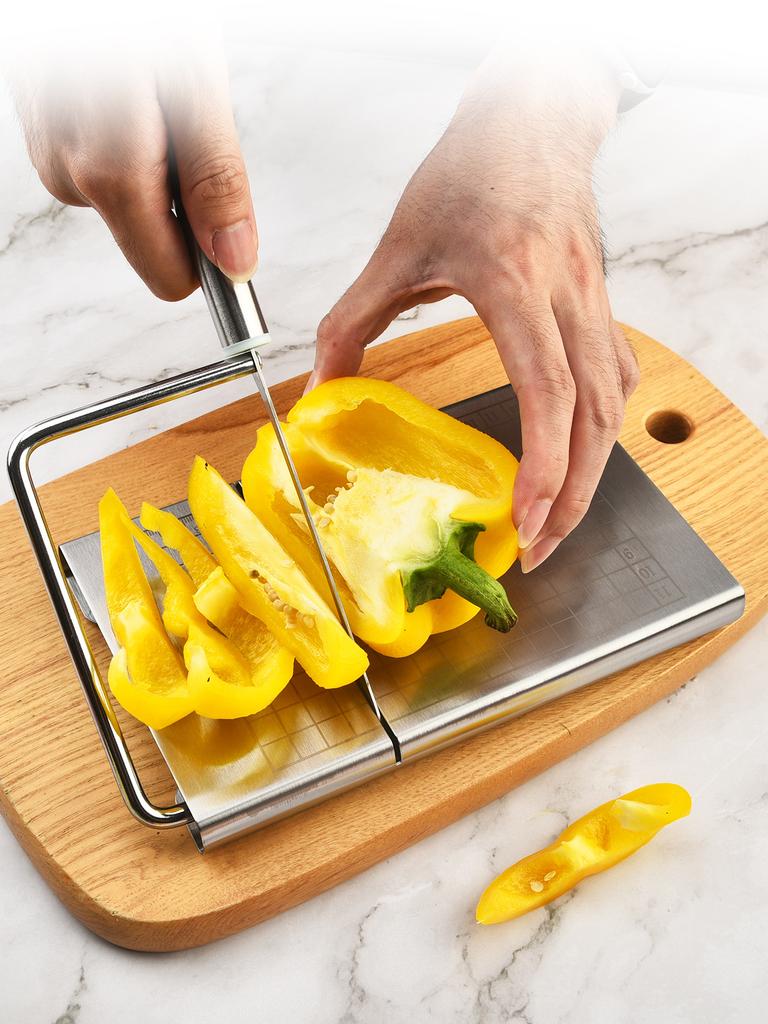 Stainless steel blade cheese bread cutter, cheese butter calibrated slicer, small kitchen baking tool