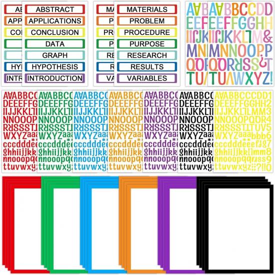 37 цветных самоклеящихся листов для доски научной ярмарки - Подписи к презентациям, Названия проектов, Персонализированные буквенные наклейки для классной комнаты и