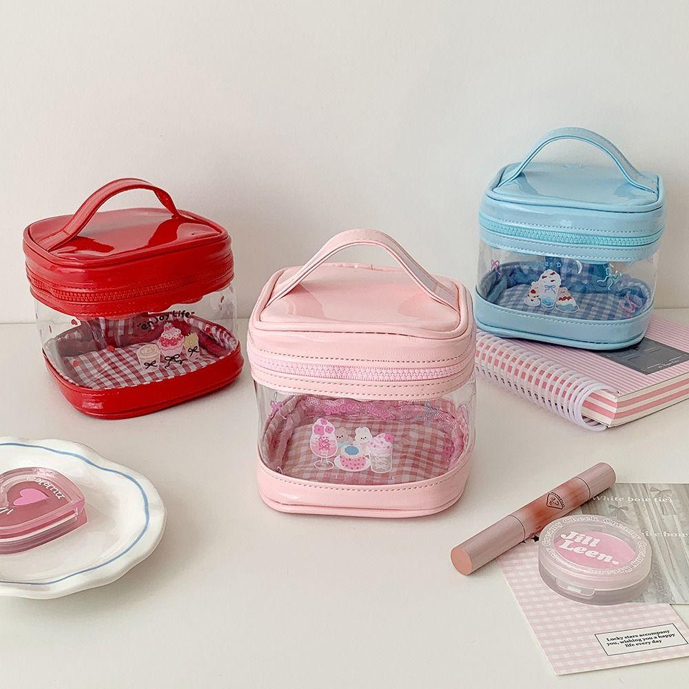 Gifts Cartoon Transparent Makeup Bag PVC Girls Student Cosmetic Organizer Mini Handbag Portable Toiletry Bag