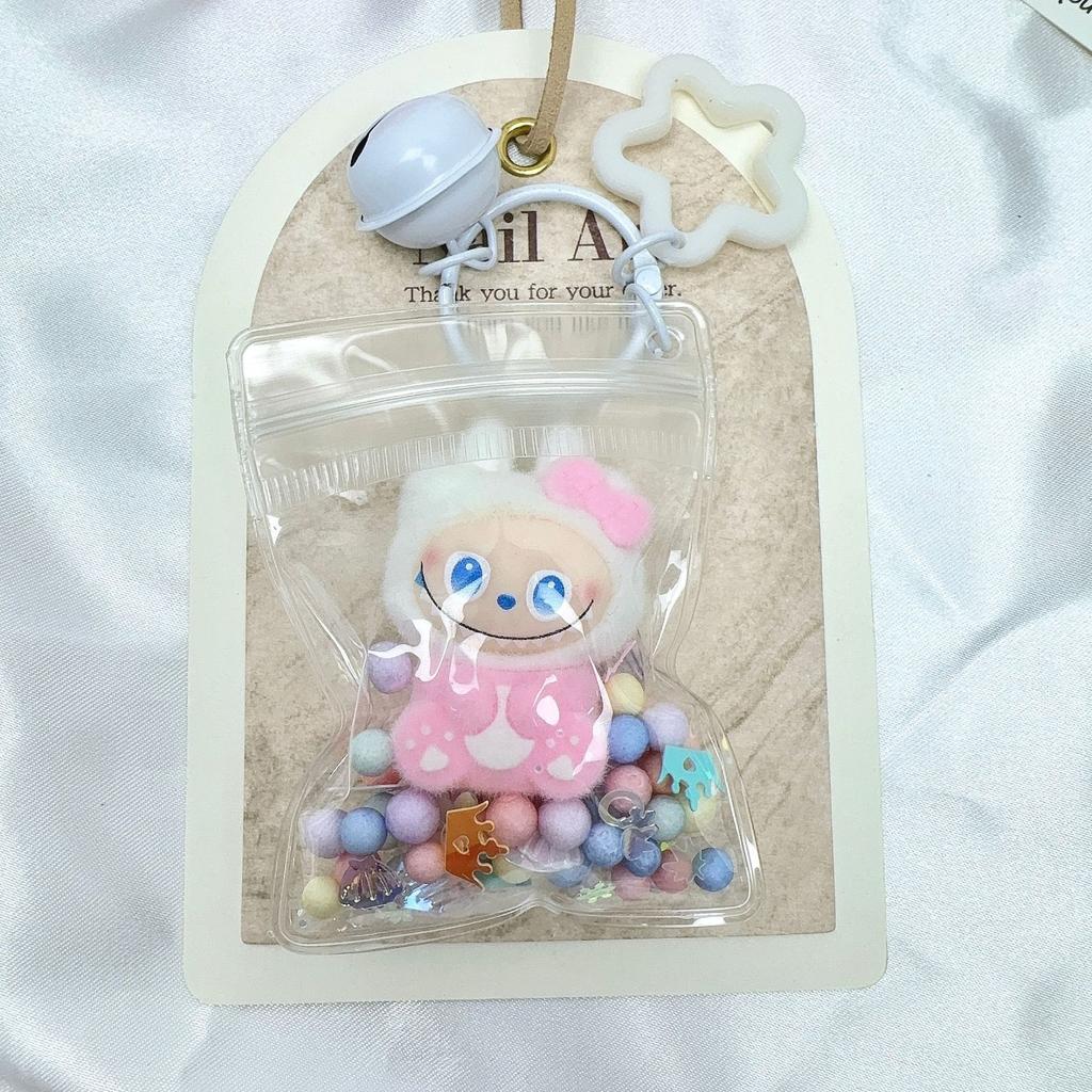 Transparent Dust Bag Bow Labubu Baby Bag Pendant Keychain Baby Walking Bag Decoration Cute Trendy Play