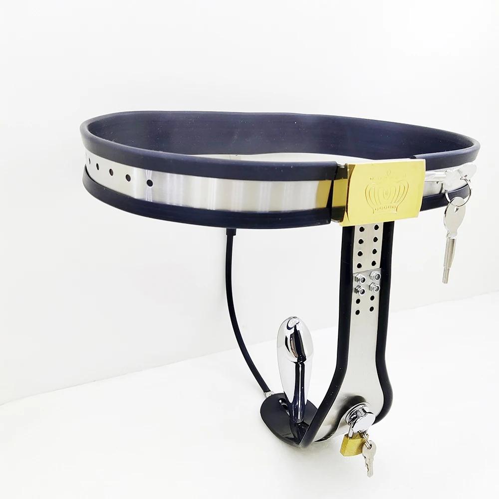 Neuankömmling Stahl Silikon Keuschheitsgürtel für Damen Sexy Hosen Sexspielzeug für Frauen BDSM Bondage Abschließbares Metall Erwachsene Sklavin Lesbenspielzeug