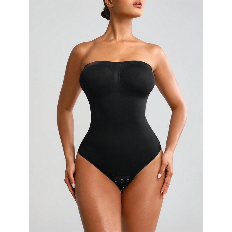 

Women Strapless Seamless Tummy Control Slim Body Shaper Bodysuit S чёрный
