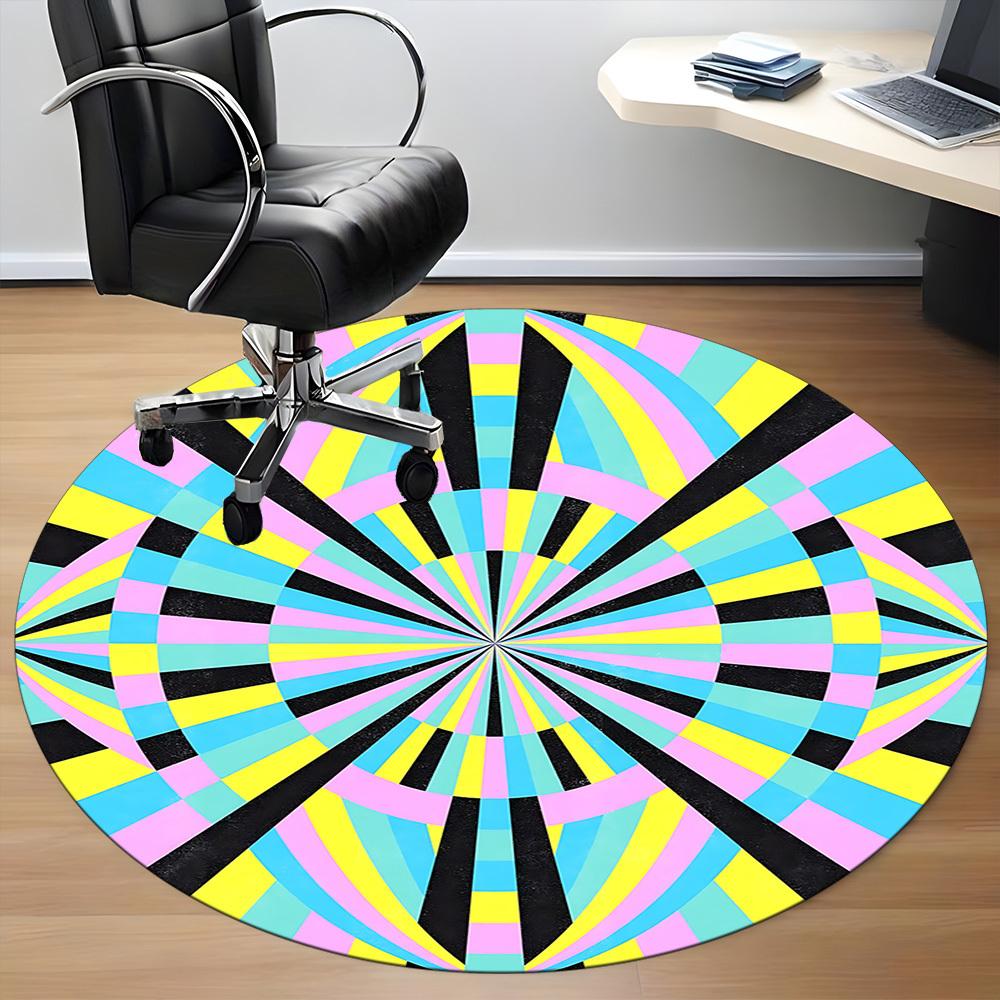 1PC Kaleidoscope Pattern Office Round Rug, Non slip, Soft and Durable Office Rug for Interior Decoration, Perfect for Office