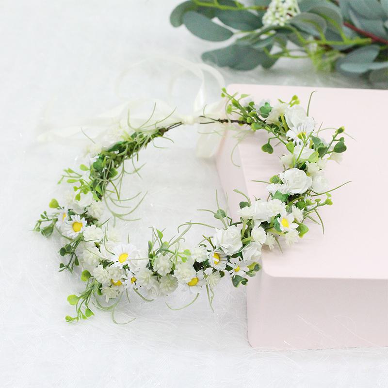 Breathable White Flower Crowns Tiaras Hairbands Romantic Sweet Gardland Women Wedding Hair Accessories
