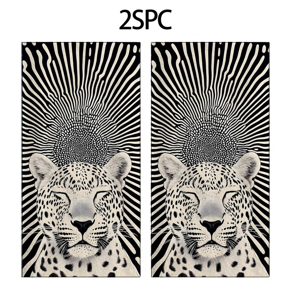 Abstract striped cheetah pattern polyester microfiber beach towel is highly absorbent, suitable for swimming and beach outings