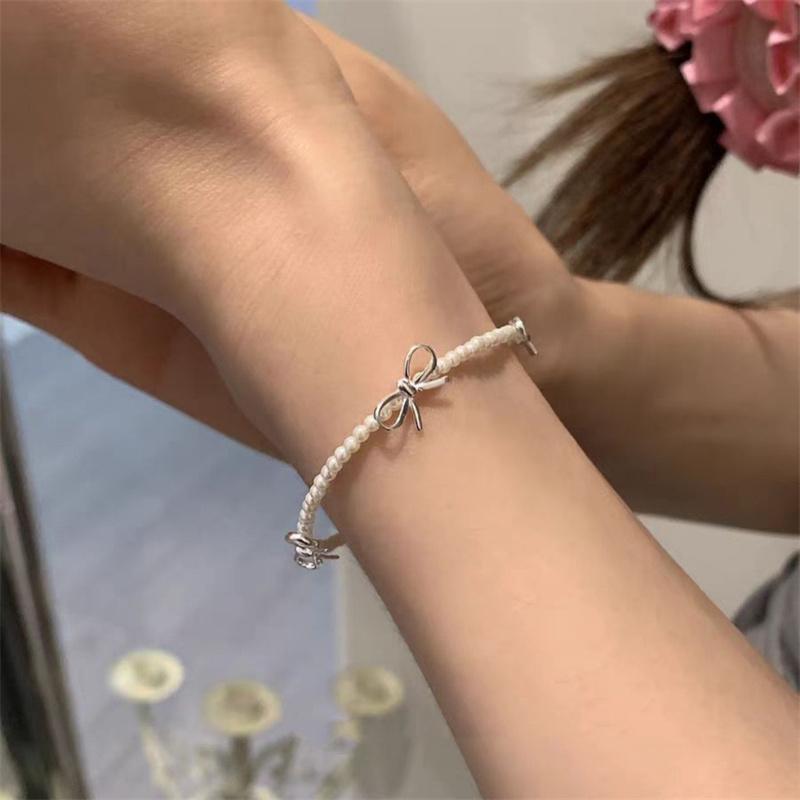 Y2K Imitation Pearl  Beads Necklace Elegant Bow Charm Choker Girls Neck Chain Women Party Jewelry Gifts Collar