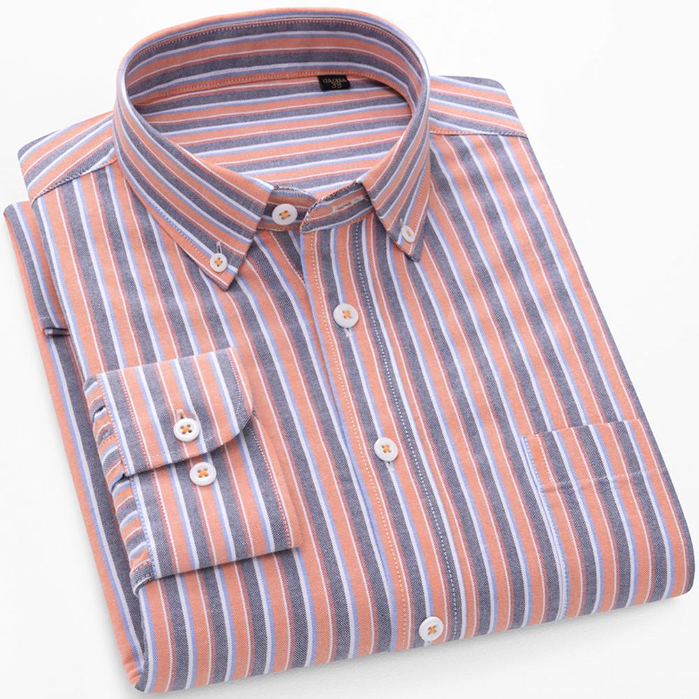 Men's Long Sleeve Washed Oxford Button-Down Shirt with Pocket, 100% Cotton Soft Comfortable Casual Fashion Spring Fall Menwear