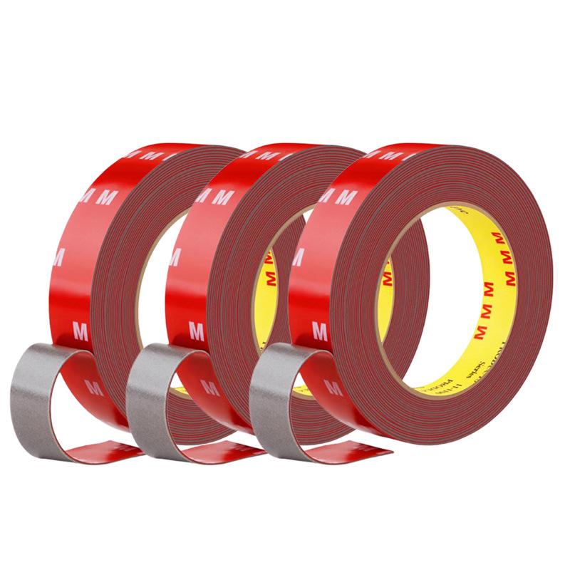 Gray Acrylic Foam Double-Sided Tape: High/Low Temp & Waterproof for Cars, Metal, & Nameplates