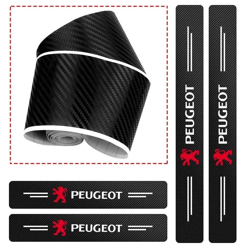 Carbon Fiber Car Logo Threshold Strip Auto Door Sill Pedal Sticker For Peugeot GT 308 408 508 2008 206 207 307 RCZ 208 4008 3008