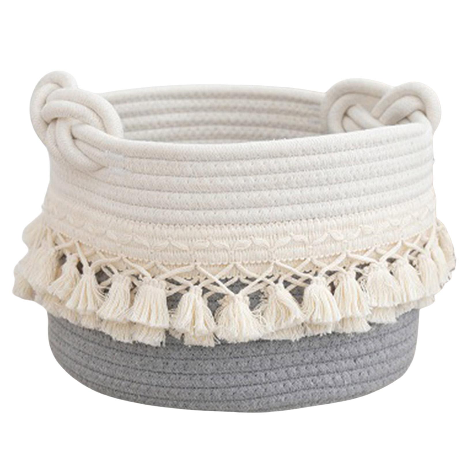 

Fashionable Cotton Rope Storage Basket High Quality Cotton Rope Holder Basket with Tassels Designed For Stylish Storage