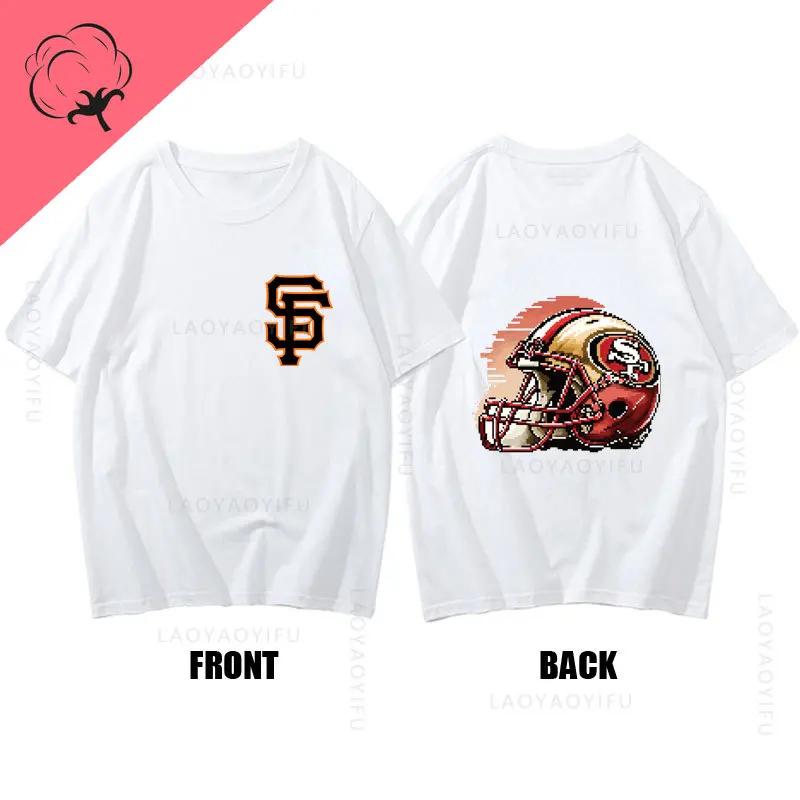 San Franciscos Tee Tops San Franciscos 49ers Logo Streetwear Cotton Unisex Man T-shirt