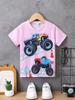 Dětské oblečení Chlapecké tričko Dívčí tričko s krátkým rukávem 3D Cartoon Truck Print Dětské letní oblečení Dětské chlapecké oblečení