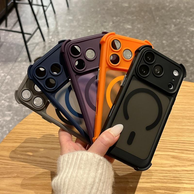 Shockproof AirBag Matte Phone Case For For Iphone 17 Pro Max 16 Air 14 1 For Magnetic Wireless Charging Bumper Back Cover