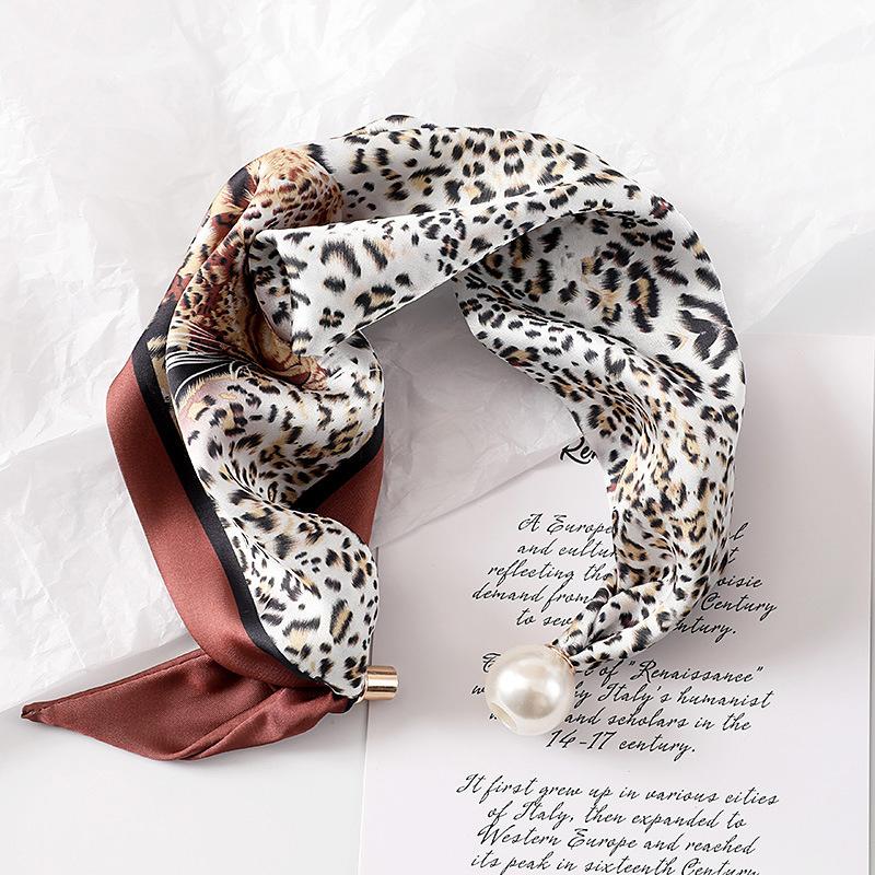 Women's Magnetic Buckle Neck Scarf Polka Dot Paisley Stripe Printed Thin Ribbon Scarf For Shirt Work Outfit Spring Summer Styling