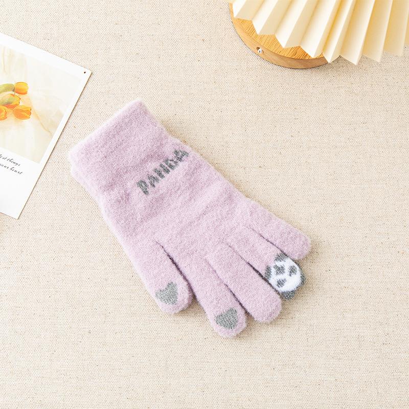 Women's Winter Gloves - Cute Fleece-Lined Warm Touchscreen Cycling Gloves with Five Fingers