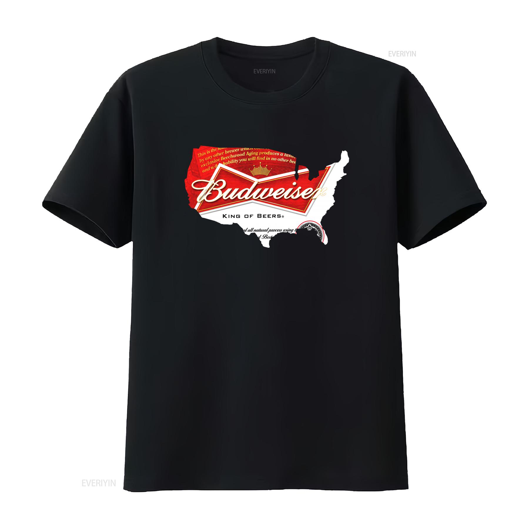 

New Budweiser Bud Beer American Mens T Shirt King of Beers Design vintage Washed graphic Top For Everyday Wear Breathable 4XL
