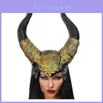 2024 New Golden Maleficent Horns Latex Mask For Halloween Cosplay And Carnival
