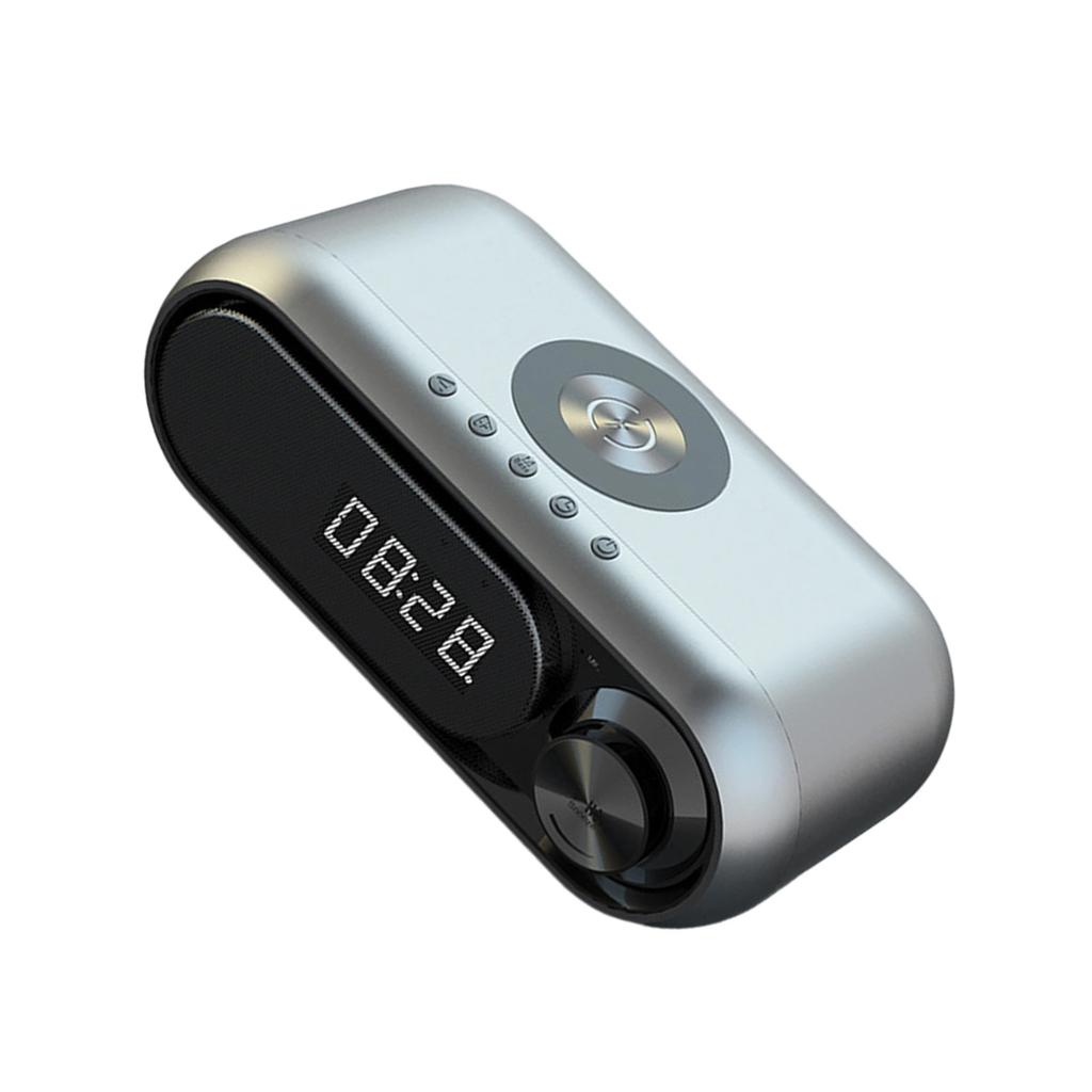 Portable Bluetooth-compatible Loudspeaker Sound Box Subwoofer Mini Home Theater Player Wireless Charging Adapter Digital Clock Alarm
