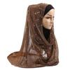 Women Gold Sequins Hijab Scarf, 70x180cm Polyester Shawl Head Cover Daily Wear