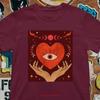 Mystic Eye Heart T Shirt Boho Spiritual Tarot Inspired Occult Third Bohemian Witchy Aesthetic Celestial Moon Vintage Washed