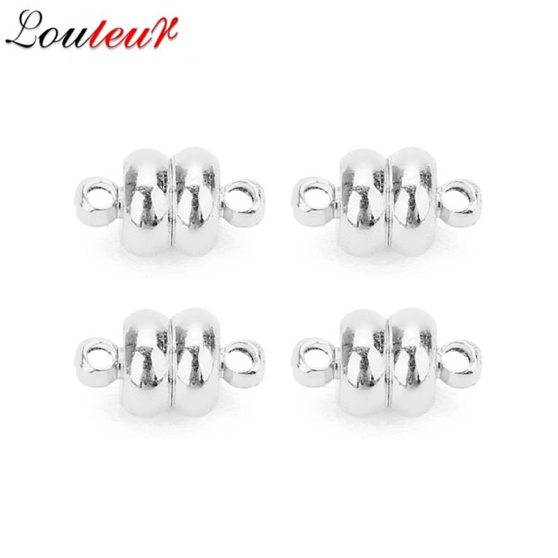 

10pcs Round Copper Strong Magnetic Clasps For 7mm Leather Cord Bracelets Connectors for DIY Jewelry Making For Beginner Necklace серебряный