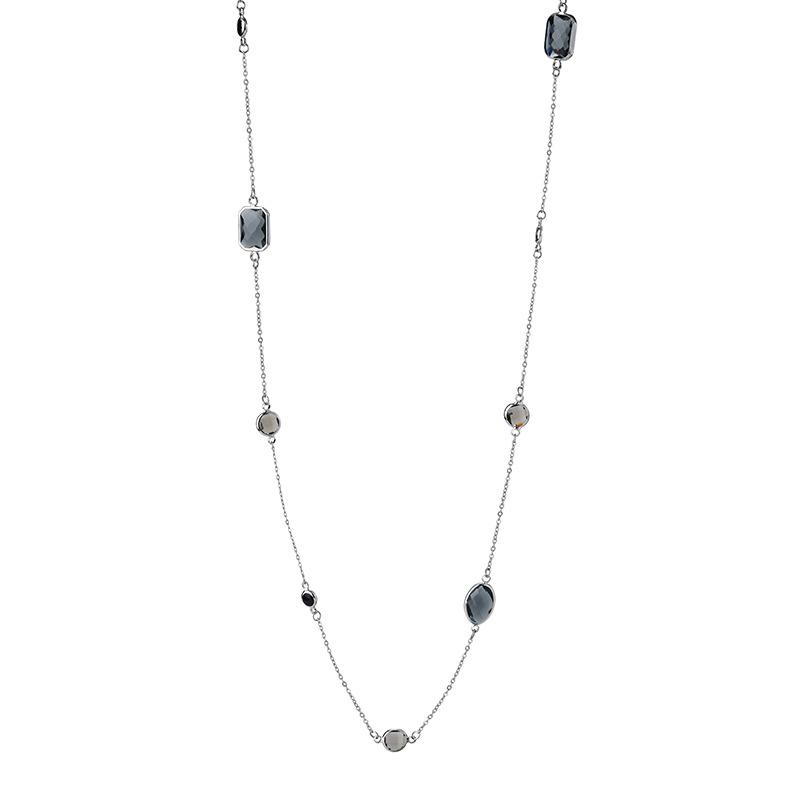Geometric Crystal Long Sweater Chain Necklace for Women Metal Chain Necklace Fashion Jewelry Gift