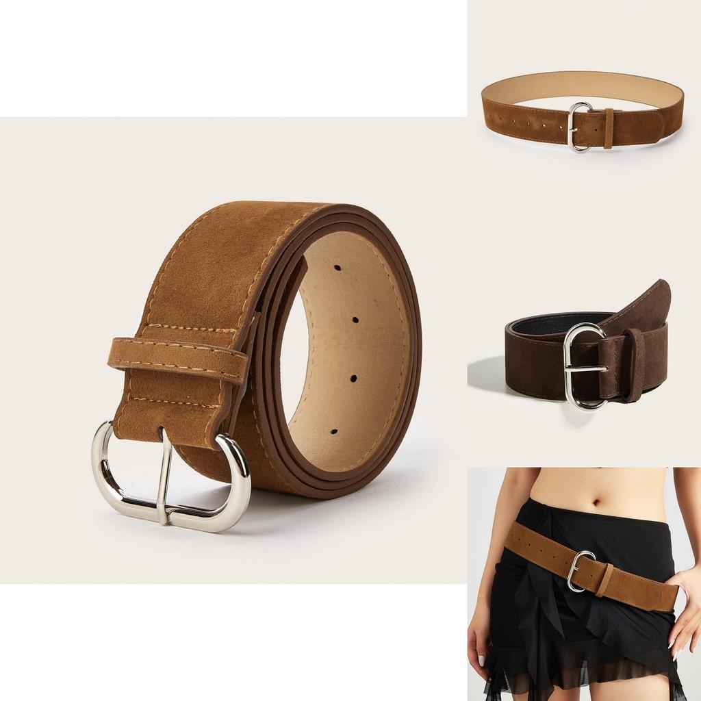 Street Style Solid Color Suede Women Casual Wide Belt For Girls Fashion