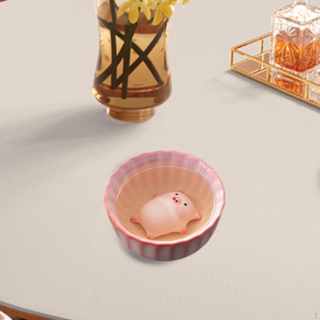 Ceramic Tea Cup ,Kung Fu Teacup with Pet, Traditional, Portable, Piggy Statue Miniature Figurine