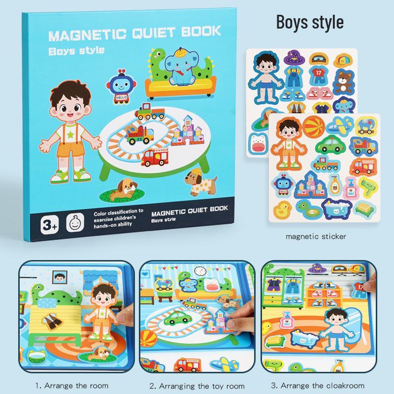 Wooden Magnetic Dress-Up Book for Kids: A Quiet Life Educational Toy for Fine Motor Skills Development