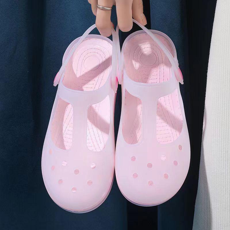 

Женские летние сандалии Jelly с принтом — нескользящие, с закрытым носком, для ношения на открытом воздухе Jelly 1677; 40 розовый