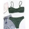 2026 New Women's Green 2 Pieces Swimsuit High Waist Micro Bikini Set Textured Swimwear Sexy Push Up Thong Bathing Suit Beachwear