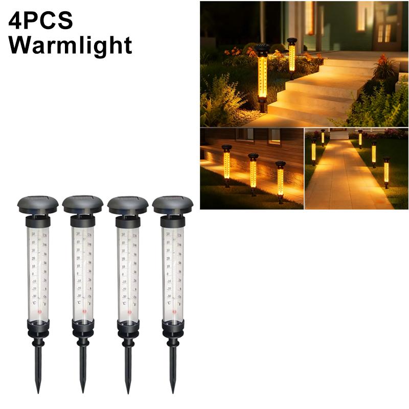 Solar Lawn Lamp Thermometer Needle Shaped Temperature Measurement Waterproof Landscape Lighting for Garden Courtyard Decoration