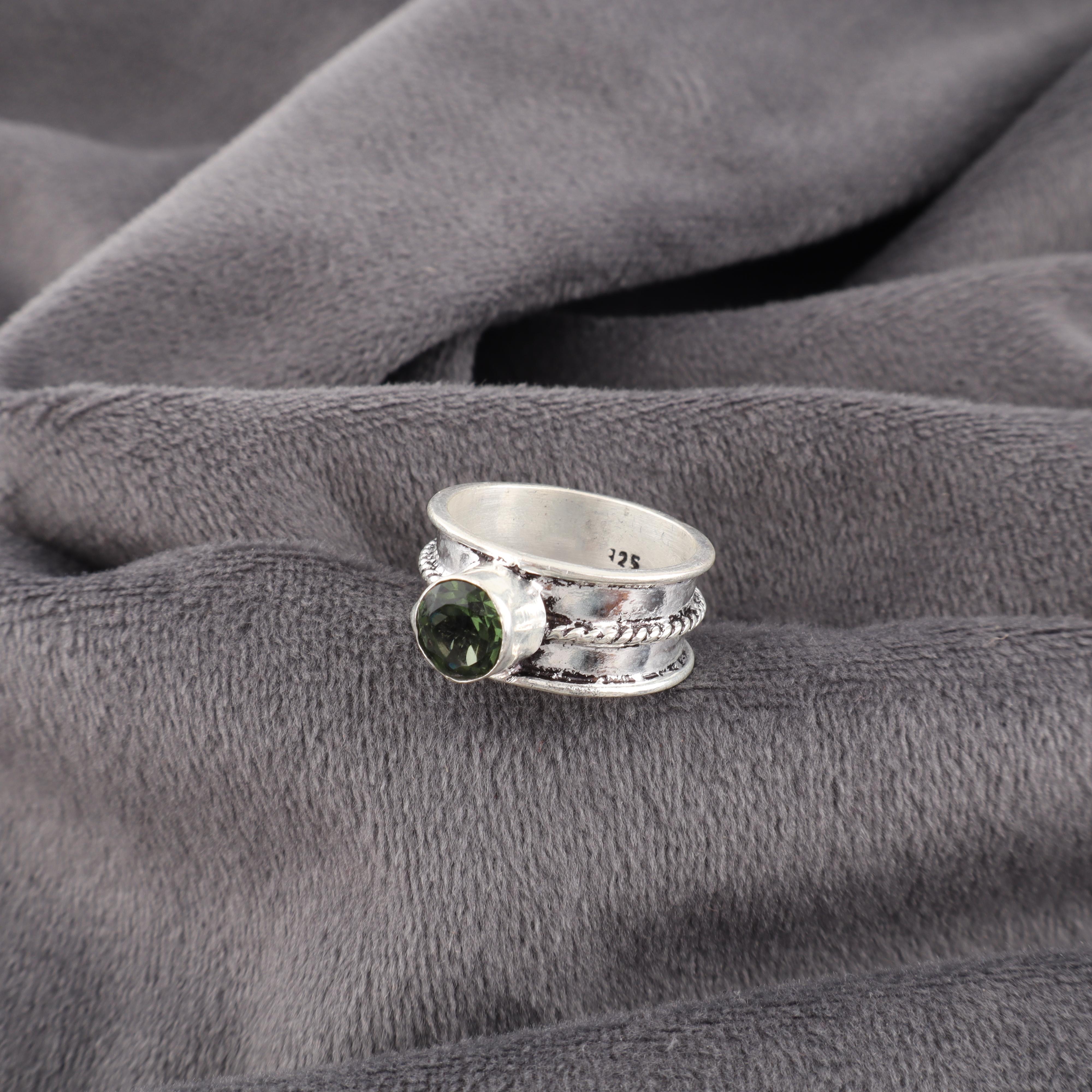 

Украшения из драгоценных камней зеленого турмалина, кольцо из стерлингового серебра 925 пробы, изумительное кольцо с турмалином, дизайнерские украшения ручной работы для женщин 12 зелёный