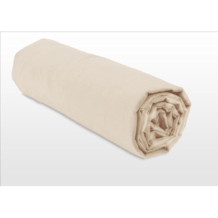 Drap housse - HOME LINGE PASSION - HP72115 - Microfibre 82 g - 140 x 190 cm - Bonnet 30 cm - Beige ivoire