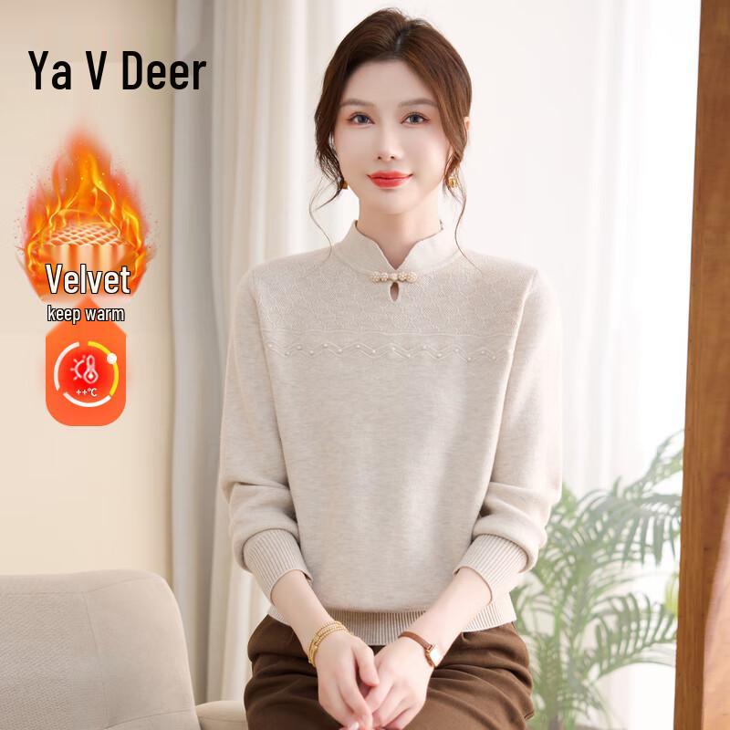 

Yalu Women s Chinese Style Plush-Lined Mandarin Collar Sweater 5XL