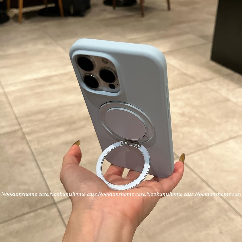 Applicable To IPhone 16 Liquid Silicone Rotating Magnetic Suction Bracket Mobile Phone Case Apple 15 Large Hole Anti Fall Protection Case 14