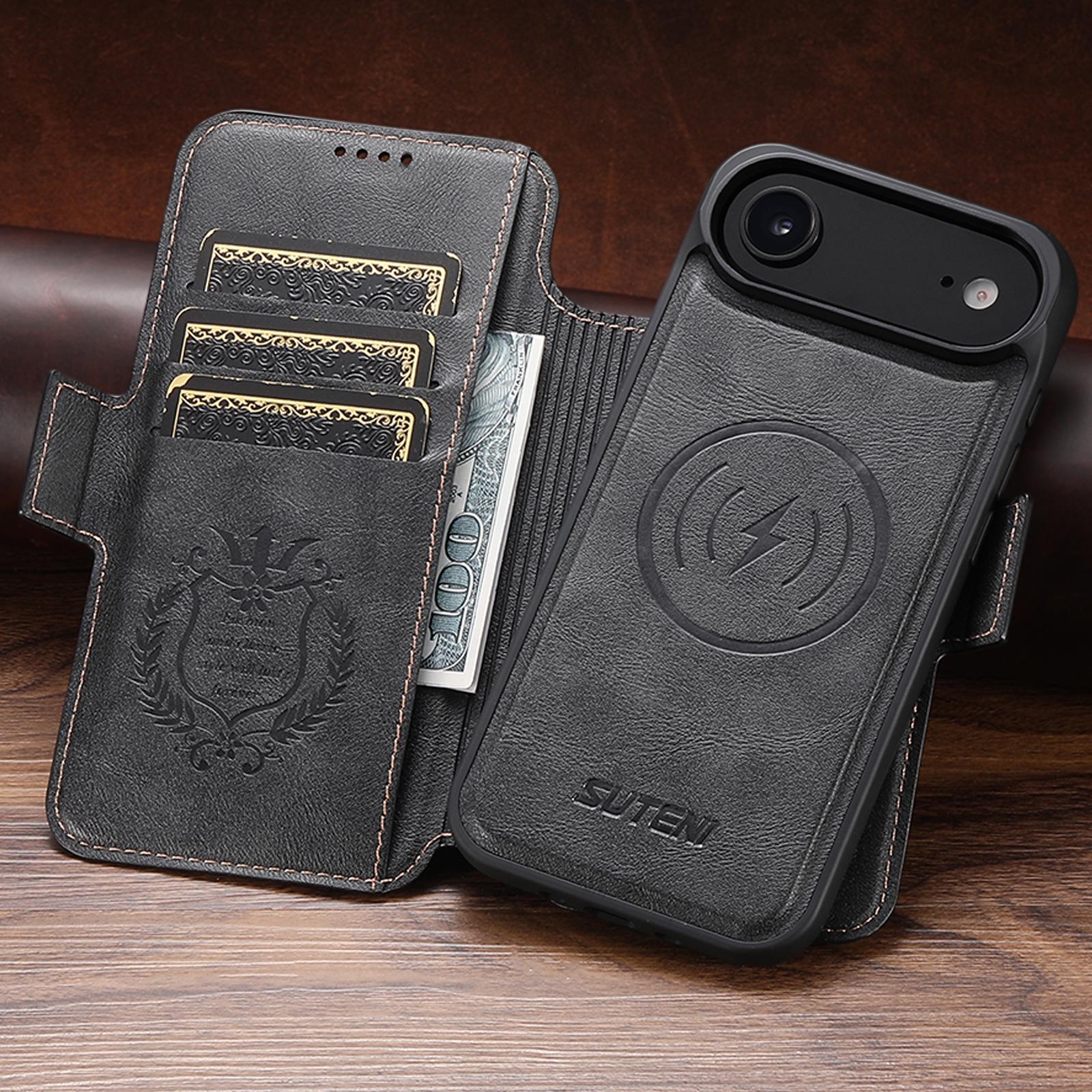 

Магнитный откидной кожаный чехол для iPhone 17 Pro Max и Samsung S25U с поддержкой беспроводной зарядки Samsung S24 Ultra