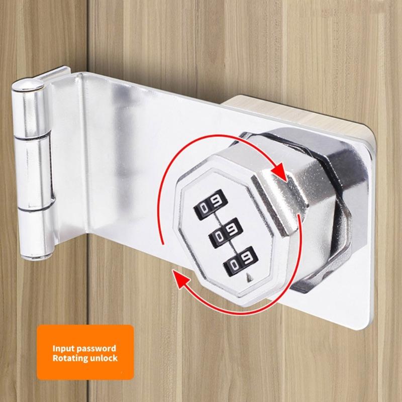 Security Slide Bolt with Build In Combination Lock 5inch Metal Hasp Multipurpose Door Lock for Cabinets & Small Door