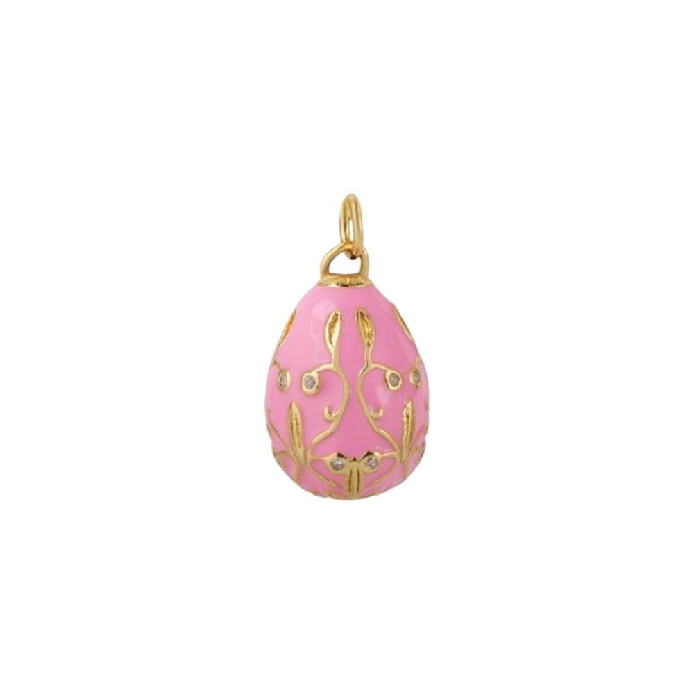 Copper Easter Egg Crystal Pendant Bohemia Necklace Pendant Colorful Enamel Pendant  Party
