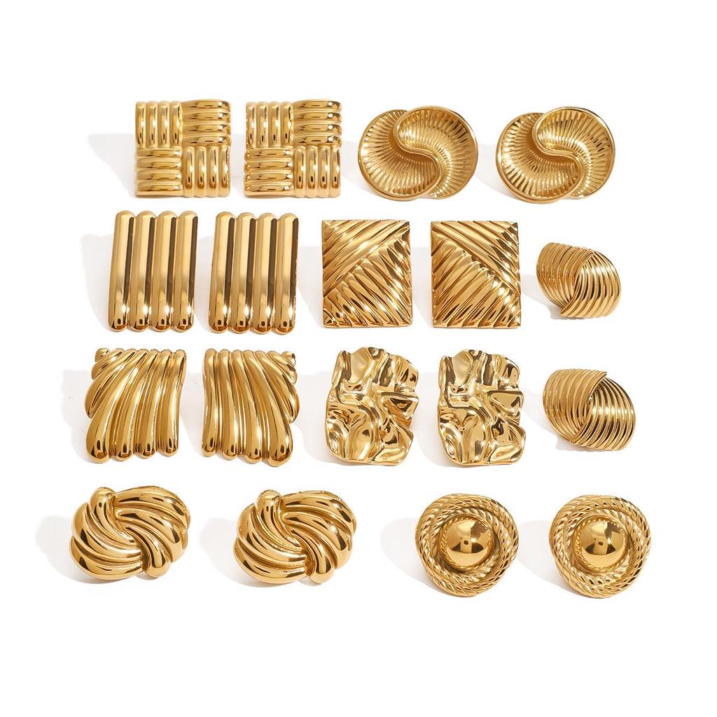 Jieding Stainless Steel Geometric Stud Earrings - High-End European & American Titanium Ear Jewelry