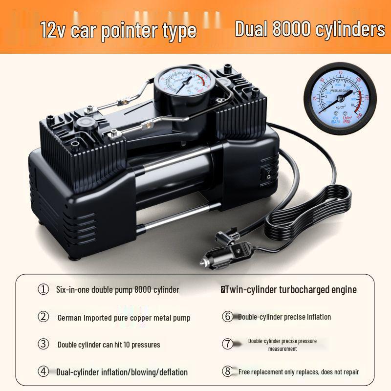 

Dual-Cylinder High-Power Electric Tire Inflator for Car and Home Use German brand, 10-year warranty, free replacements